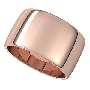 10K Yellow Or White Or Rose Gold Lightweight Half Round Band