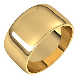 18K Yellow Or White Or Rose Gold Lightweight Half Round Band