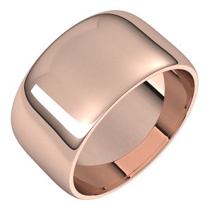 10K Yellow Or Rose Gold 10 Mm Standard Lightweight Half Round Light Band
