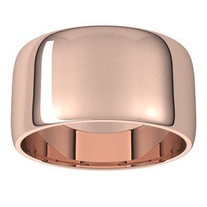 10K Yellow Or Rose Gold 10 Mm Standard Lightweight Half Round Light Band