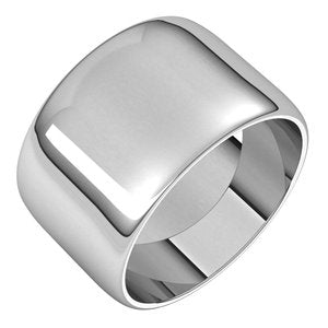 14K White Gold Or Stering Silver Lightweight Half Round Band
