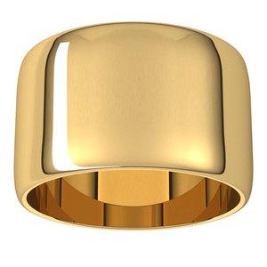 14K Yellow Or White Gold 12 Mm Standard Lightweight Half Round Light Band