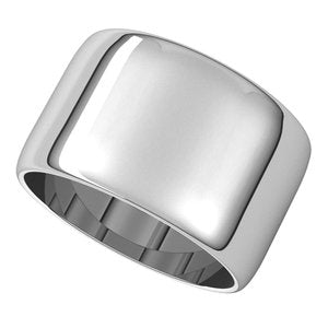 14K White Gold Or Stering Silver Lightweight Half Round Band