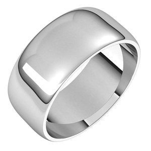 10K Yellow Or White Or Rose Gold Lightweight Half Round Band