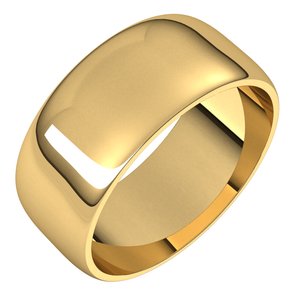 10K Yellow Or White Or Rose Gold Lightweight Half Round Band