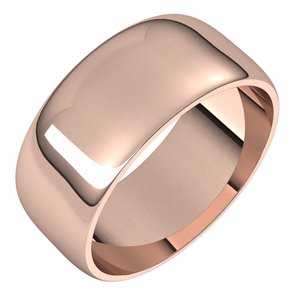 14K Yellow Or White Or Rose Gold Or Stering Silver Or Platinum Lightweight Half Round Band