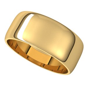10K Yellow Or White Or Rose Gold Lightweight Half Round Band