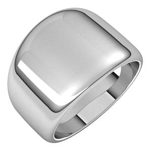 14K White Gold 14 Mm Half Round Tapered Band Size 7