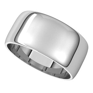 14K White Gold Or Stering Silver Lightweight Half Round Band