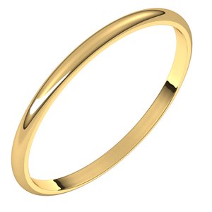 18K Yellow Or White Or Rose Gold Ultra-Lightweight Half Round Band