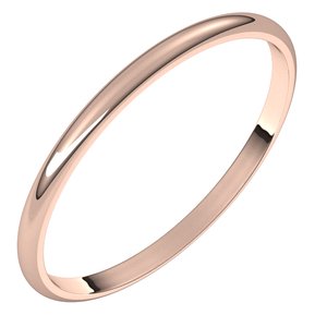 18K Yellow Or White Or Rose Gold Ultra-Lightweight Half Round Band