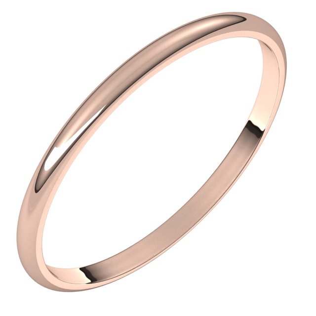 14K Yellow Or White Or Rose Gold Ultra-Lightweight Standard Fit Half Round Band