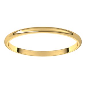 18K Yellow Or White Or Rose Gold Ultra-Lightweight Half Round Band