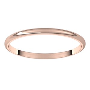 18K Yellow Or White Or Rose Gold Ultra-Lightweight Half Round Band