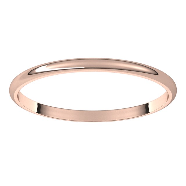 14K Yellow Or White Or Rose Gold Ultra-Lightweight Standard Fit Half Round Band
