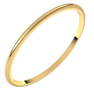 18K Yellow Or White Or Rose Gold Ultra-Lightweight Half Round Band