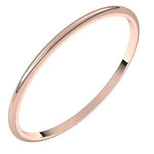18K Yellow Or White Or Rose Gold Ultra-Lightweight Half Round Band