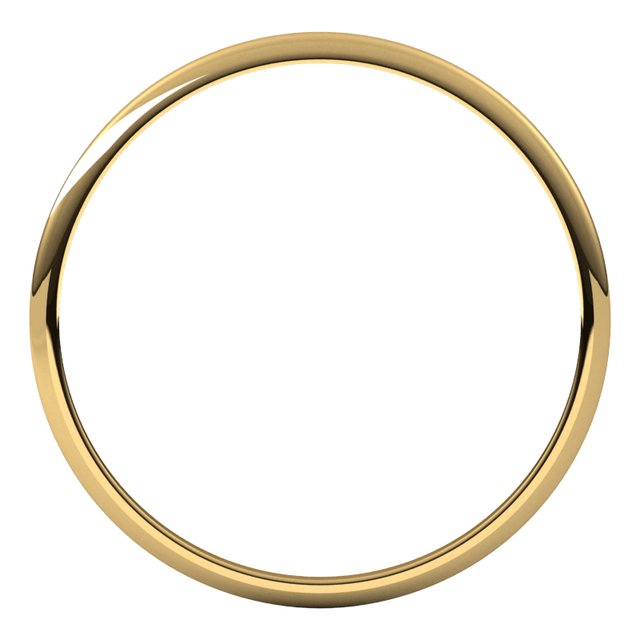 18K Yellow Or White Or Rose Gold Ultra-Lightweight Standard Fit Half Round Band