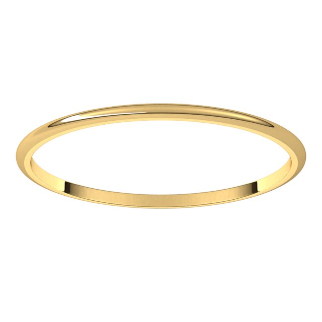 18K Yellow Or White Or Rose Gold Ultra-Lightweight Standard Fit Half Round Band