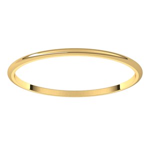 18K Yellow Or White Or Rose Gold Ultra-Lightweight Half Round Band