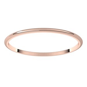 18K Yellow Or White Or Rose Gold Ultra-Lightweight Half Round Band