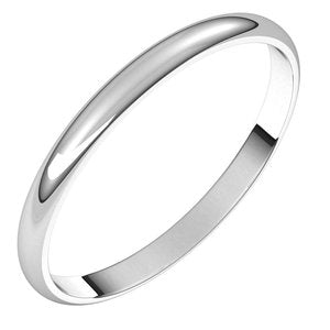 18K Yellow Or White Or Rose Gold Ultra-Lightweight Half Round Band