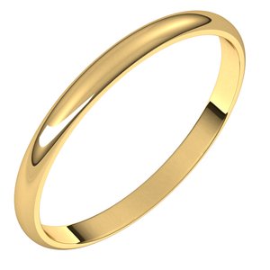 18K Yellow Or White Or Rose Gold Ultra-Lightweight Half Round Band