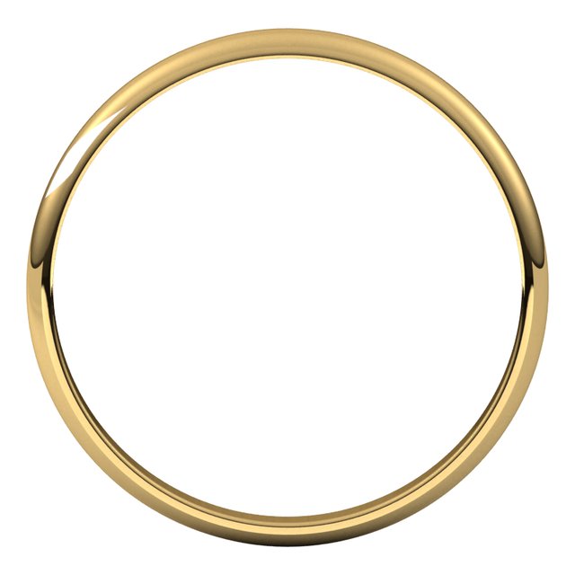 18K Yellow Or White Or Rose Gold Ultra-Lightweight Standard Fit Half Round Band