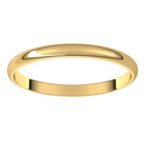 18K Yellow Or White Or Rose Gold Ultra-Lightweight Half Round Band