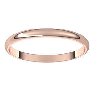 18K Yellow Or White Or Rose Gold Ultra-Lightweight Half Round Band