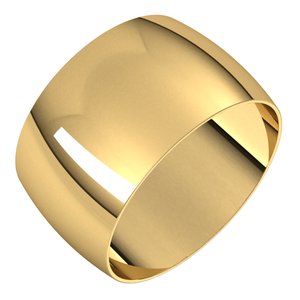 18K Yellow Or White Or Rose Gold Ultra-Lightweight Half Round Band