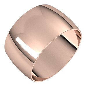 18K Yellow Or White Or Rose Gold Ultra-Lightweight Half Round Band
