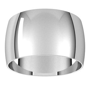 18K Yellow Or White Or Rose Gold Ultra-Lightweight Half Round Band