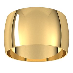 18K Yellow Or White Or Rose Gold Ultra-Lightweight Half Round Band