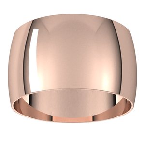 18K Yellow Or White Or Rose Gold Ultra-Lightweight Half Round Band