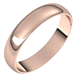 18K Yellow Or White Or Rose Gold Ultra-Lightweight Half Round Band