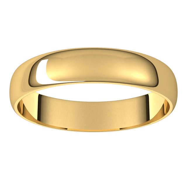 18K Yellow Or White Or Rose Gold Ultra-Lightweight Standard Fit Half Round Band