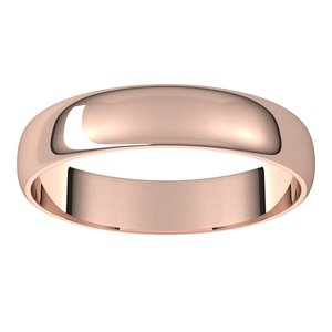 18K Yellow Or White Or Rose Gold Ultra-Lightweight Half Round Band