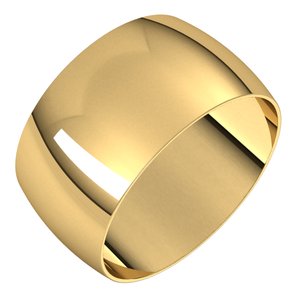18K Yellow Or White Or Rose Gold Ultra-Lightweight Half Round Band