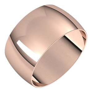 18K Yellow Or White Or Rose Gold Ultra-Lightweight Half Round Band