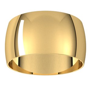 18K Yellow Or White Or Rose Gold Ultra-Lightweight Half Round Band