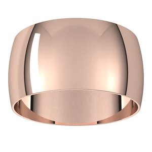 18K Yellow Or White Or Rose Gold Ultra-Lightweight Half Round Band