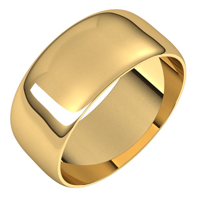 10K Yellow Or White Or Rose Gold Ultra-Lightweight Standard Fit Half Round Band