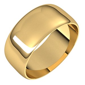 18K Yellow Or White Or Rose Gold Ultra-Lightweight Half Round Band