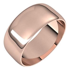 18K Yellow Or White Or Rose Gold Ultra-Lightweight Half Round Band