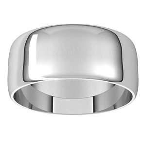 18K Yellow Or White Or Rose Gold Ultra-Lightweight Half Round Band