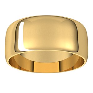 18K Yellow Or White Or Rose Gold Ultra-Lightweight Half Round Band