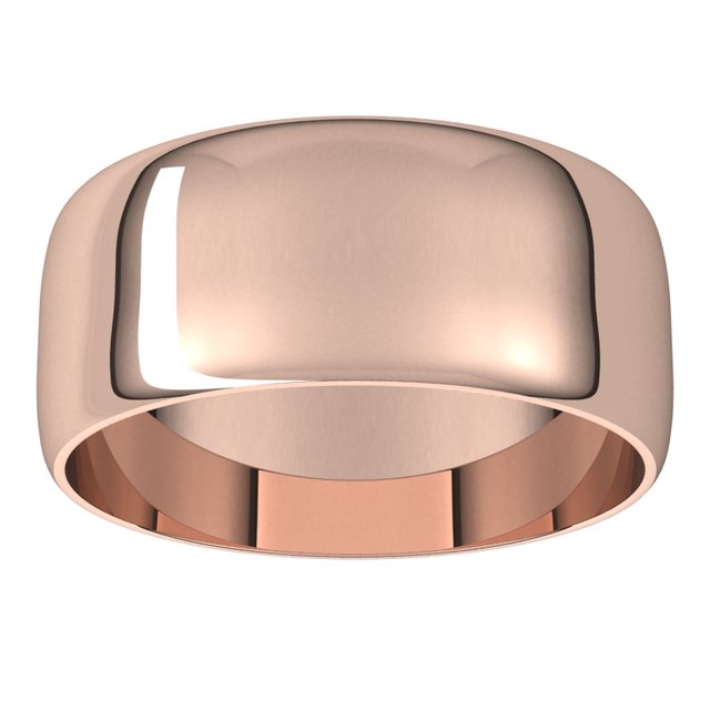 18K Yellow Or White Or Rose Gold Ultra-Lightweight Standard Fit Half Round Band