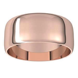 18K Yellow Or White Or Rose Gold Ultra-Lightweight Half Round Band