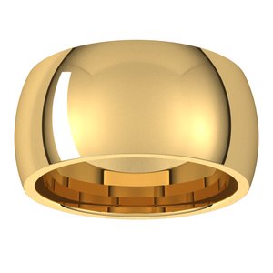 22K Yellow Gold 10 Mm Half Round Comfort Fit Band Size 4.5